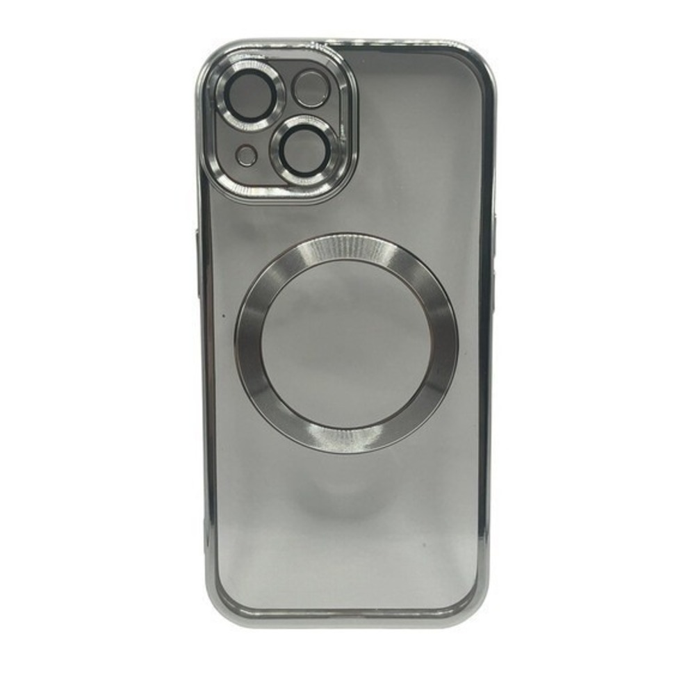 iPhone 15 Clear Protective Case Silver Metallic Trim NEW